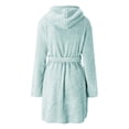 thumbnail image 4 of WTOBBY Women's Plush Hooded Bathrobe Solid Color Fleece Warm Robe Winter Loungewear Cozy Home Wear Sleep Cover Up Comfy Pajamas,Mint Green L, 4 of 5