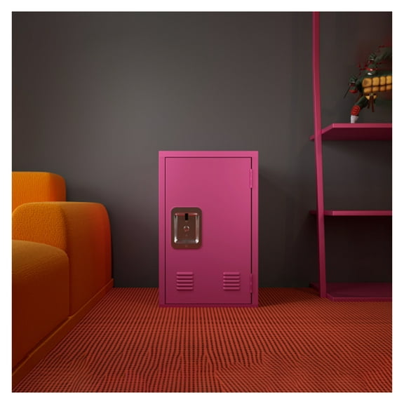 24" Metal Locker Storage Cabinet - 1 Door Lockable Cabinet for Office, School, Gym - Rose Red - Easy Assembly - Ventilation Pink   Steel