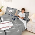 thumbnail image 3 of Erosebridal Boy Baseball Game Queen Sheet Sets, Cartoon Sport Bed Set, Grey Navy, 4 Pieces, 3 of 5