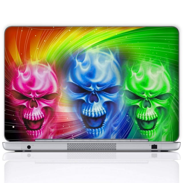 Meffort Inc 17 17.3 Inch Laptop Notebook Skin Sticker Cover Colorful Skull Design