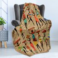 thumbnail image 4 of African Soft Flannel Fleece Throw Blanket, Woman Silhouettes with Traditional Clothes Carrying Bowls on Head, Cozy Plush for Indoor and Outdoor Use, 50" x 60", Ecru Multicolor, by Ambesonne, 4 of 5