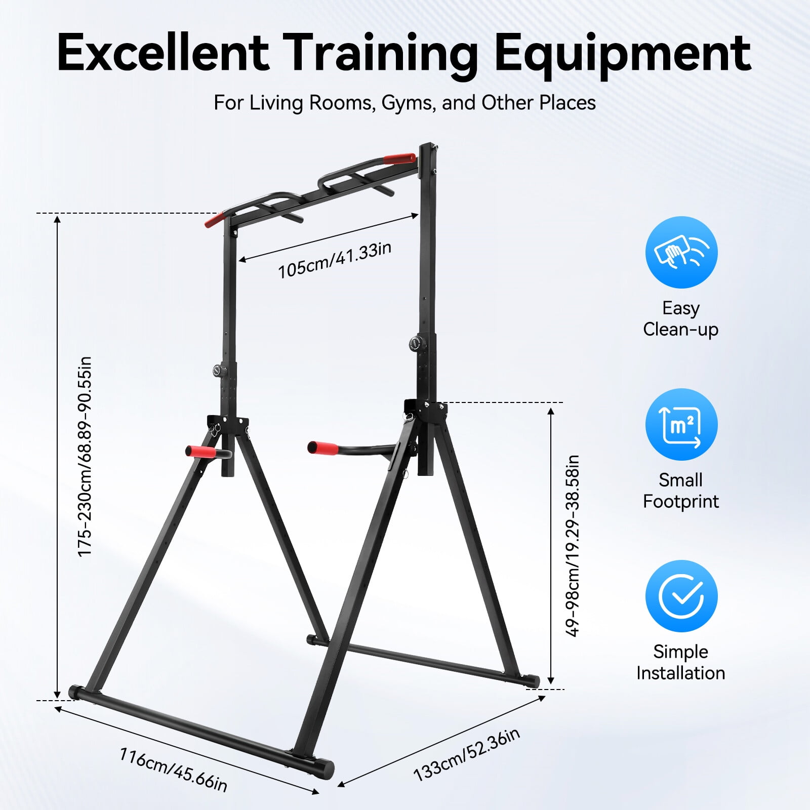 Adjustable Pull Up Bar Dip Station for Home Gym Strength Training Workout 440lbs for Living Rooms