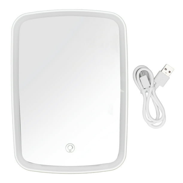 Espejo de belleza portátil con luz LED de 3 colores, 2400 mAh, USB, micro USB, 5 V, atenuación continua, interruptor táctil, espejo de maquillaje recargable para mujer