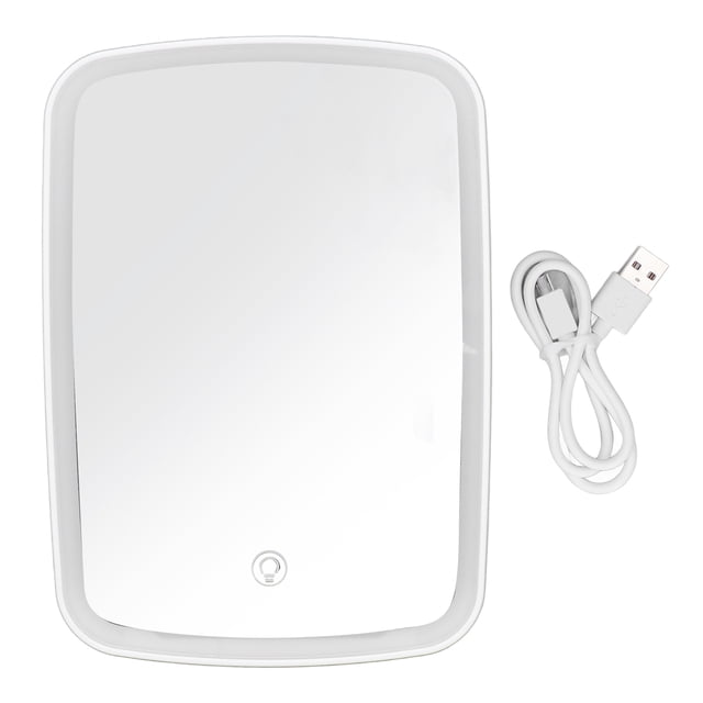 Espejo de belleza portátil con luz LED de 3 colores, 2400 mAh, USB, micro USB, 5 V, atenuación continua, interruptor táctil, espejo de maquillaje recargable para mujer