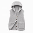 thumbnail image 2 of TARIENDY Womens Fleece Vest with Pocket Hooded Sleeveless Button Down Jackets Fuzzy Warm Casual Coat Vests Lightweight Fall Winter Outerwear Gray S, 2 of 5
