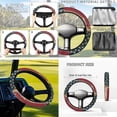 thumbnail image 4 of Jeiento Golf Cart Seat Cover 4 Piece with Steering Wheel Cover and Golf Cart Flags American Flag Golf Cart Seat Cushions Cover 13-14 Inch Steering Wheel Covers 2PCS Golf Cart Banner, 4 of 5