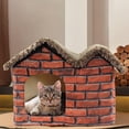 thumbnail image 5 of Pet Bed House Double Roof Red Brick House Covered Dog Bed House Shape Nonslip, 5 of 8