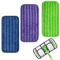 thumbnail image 2 of Reusable Microfiber Mop Pads, Machine Washable, 12 Inch, Green/Blue/Purple,3 PACK, 2 of 11