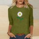 thumbnail image 4 of Camisetas Casuales de las Mujeres de Moda Impresa 3/4 Mangas Blusa Cuello Redondo para el Hogar Y Diario, 4 of 4