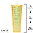 thumbnail image 2 of HLONK 24Oz Studded Water Cup Straw Cup Tumbler With lid And Straw With Leak Proof Lid Perfect Use For Iced Coffee Tumbler Changing Reusable (Circle Durian Cup Transparent Yellow)by Casewi, 2 of 8