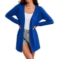 thumbnail image 2 of uublik Jackets for Women Trendy Blue Outdoor Open Front Casual Long Fall Winter Coat with Pockets, 2 of 5