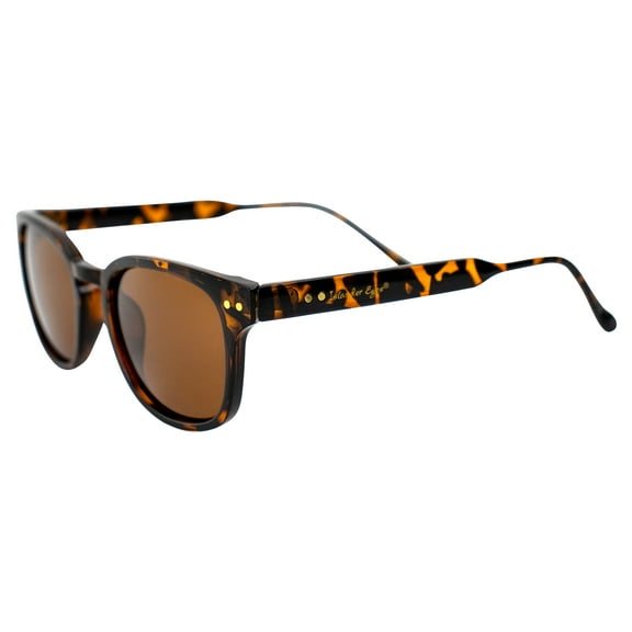 Islander Eyes Guam Polarized Sunglasses for Men or Women Light Tortoise Frame w/ Double Metal Rivets & Brown Lens