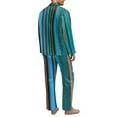 thumbnail image 2 of SCRAWLGOD Tribal Style Stripe Blue Mens Polyester Pajama Set, Breathable Long Sleeve Button Down Pajama Set for Men, Men's Sleepwear, Notch Collar Loungewear with Pockets, XS, 2 of 6