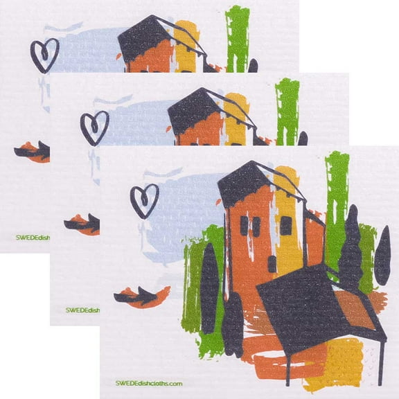 SWEDEdishcloths 3 PK (Tuscany Villa) All-Purpose Dischcloth for Cleaning