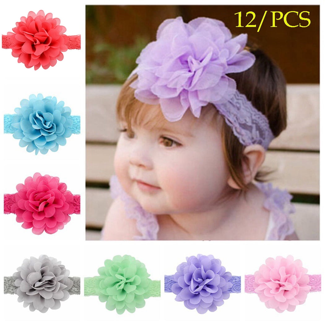 Baby Headband Soft Elasticated Headbands Hairband Hair Accessories Lace Flower 
