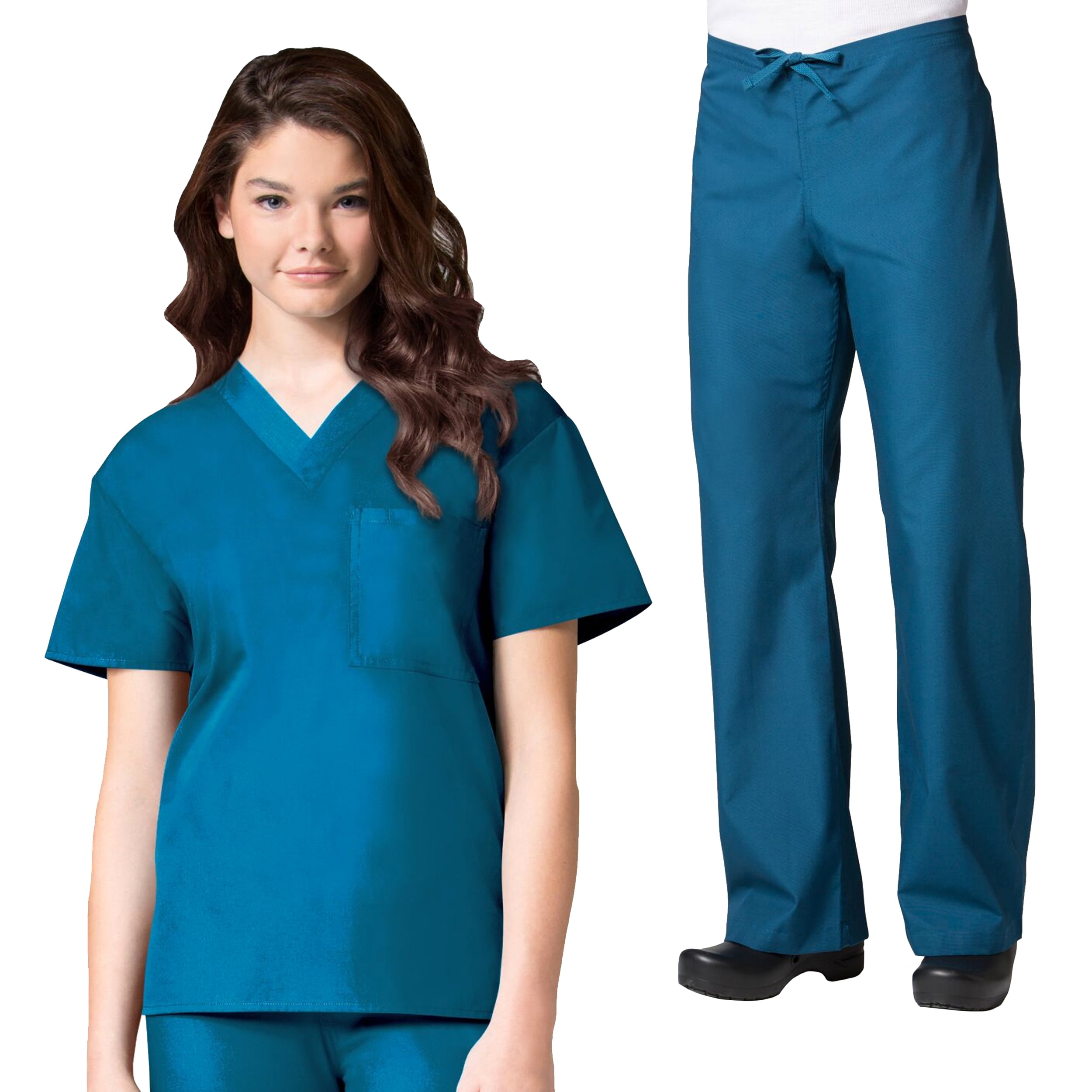 Maevn Maevn CORE Unisex VNeck Scrub Top & Unisex Seamless Scrub Pant Set [XXS 5XL, FREE