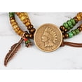 thumbnail image 2 of Indian Head Penny Multi Strand Bracelet | Leather and Czech Glass Beads | Genuine Coin | One Size Adjustable |Women’s Fashion Jewelry, 2 of 4