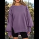 thumbnail image 5 of Sudaderas de Gran Tamaño para Mujer, Cuello Redondo, Larga, Informales, Holgadas, con Abertura, Otoño 2025 Púrpura L, 5 of 8