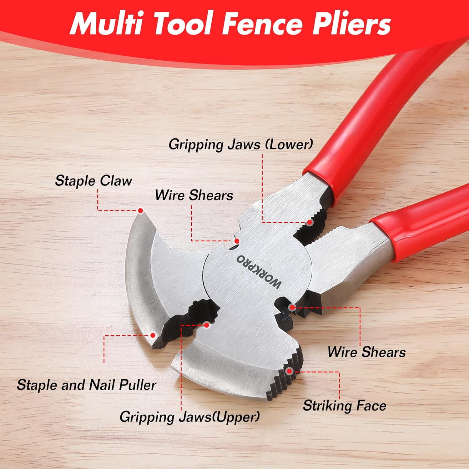 Fencing , 10-inch Multi Fence Tool, Heavy Duty Fencing Tools, Barbed Wire Fence Tools, Fence Cutter, Nail Puller, Staple Puller, Cutting Wire, Hammer Head