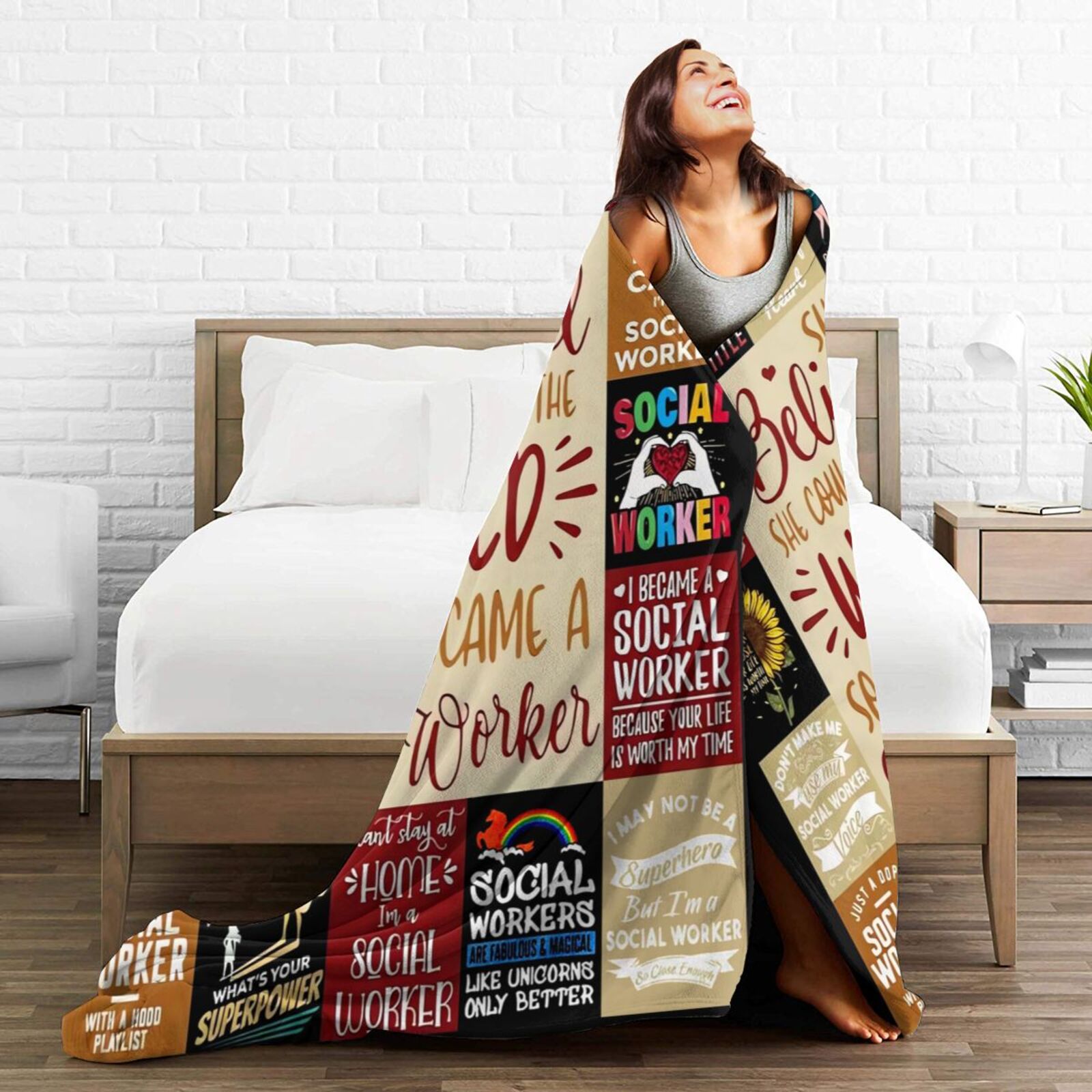 Wijzvio Gifts For Social Worker Throw Blanket Soft Fuzzy Fleece Blanket For Couch Bed Living Room Decoration 50"X40"