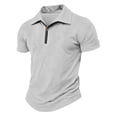 thumbnail image 6 of CIENVNSTG Summer Men's Clothing Light Luxury T Shirt Short Sleeve Collared Zipper Neck Solid Color Loose Basic Shirt Popular Top White M, 6 of 8