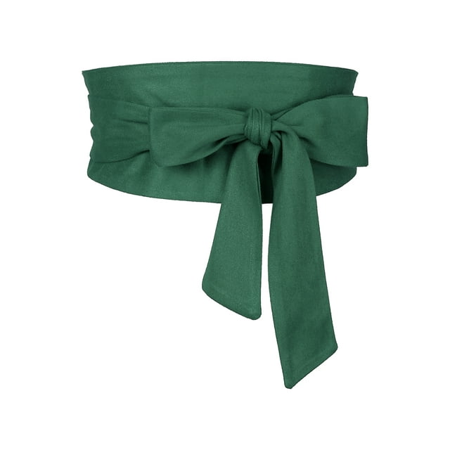 Cinturón Obi sólido para mujeres de tallas grandes INSPIRE CHIC, cinturón de lazo autoadherente, cinturón ancho para vestido de 35.43-45.67" en verde ejército