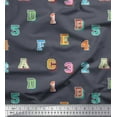 thumbnail image 1 of Soimoi Cotton Cambric Fabric Numbers & Alphabets Text Decor Fabric Printed Yard 42 Inch Wide, 1 of 3