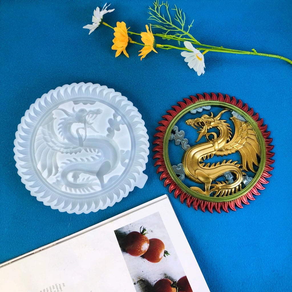 FENOHREFE 3D Dragon Resin Mold Handmade Epoxy Silicone Molds Wall Decoration for Home Office Bedroom Ornament Mold Craft