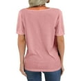 thumbnail image 3 of Deep V-neck Women Short Sleeved Casual Solid Colro T-shirt Tops, 3 of 3