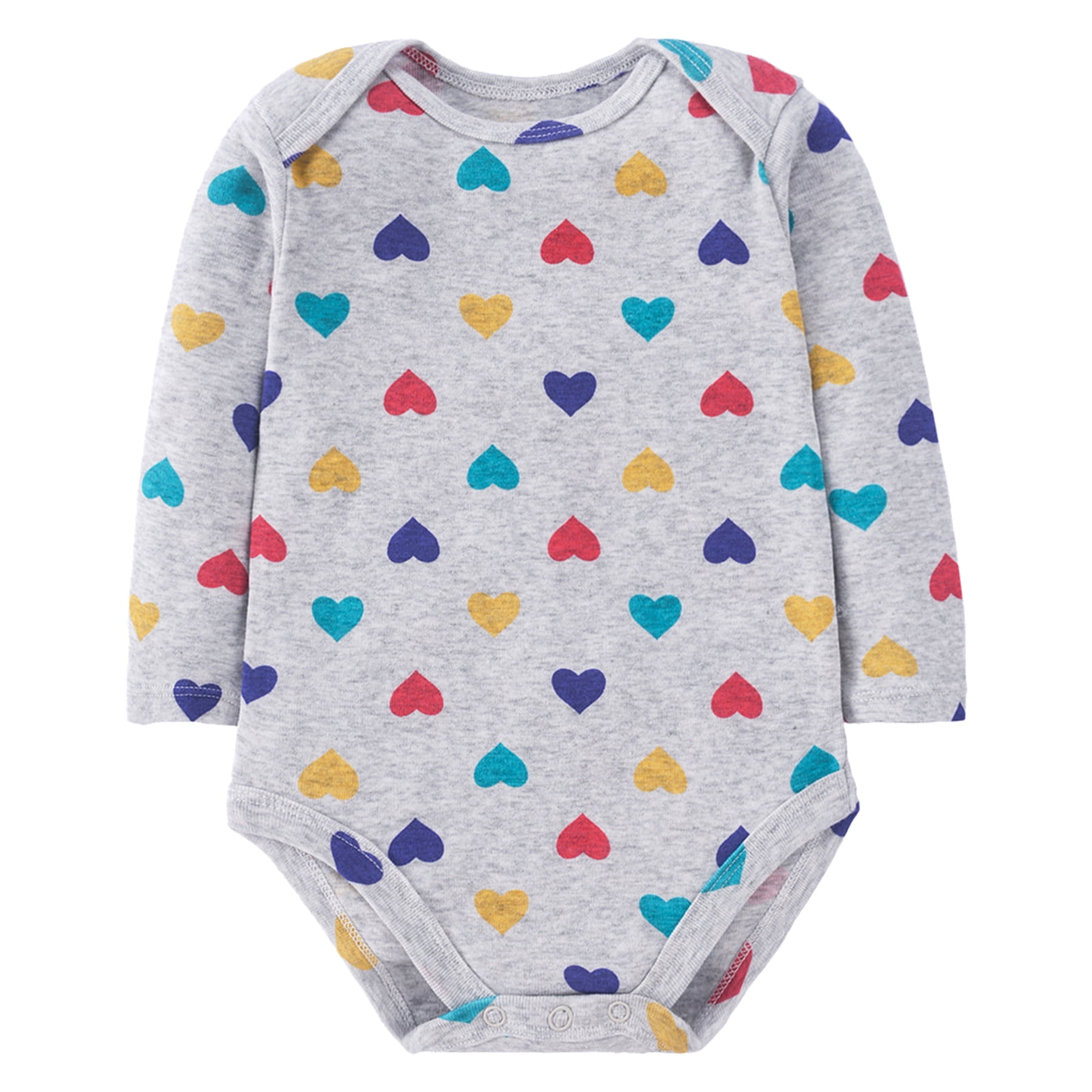 HWJAD Baby Girls' 3-Pack Long Sleeve Bodysuits One-piece 100% Organic Cotton for 0-24 Months Baby Girl