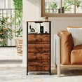 thumbnail image 6 of Eunos Tall Nightstand with Charging Station and LED for Bedroom, 4 Drawer with Storage Shelfs, Wood Grain Print, 6 of 8