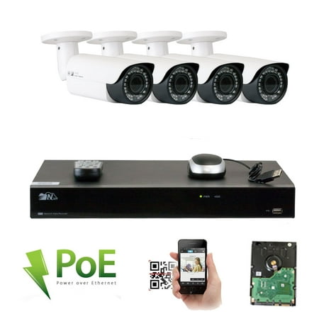 GW High End 8 Channel Ultra 4K NVR H.265 5 Megapixel IP PoE Security Camera System - 4 x 5MP Super HD 1920p Outdoor/Indoor 2.8-12mm Lens Bullet Camera, 2TB (Best Cameras For High Quality Photos)