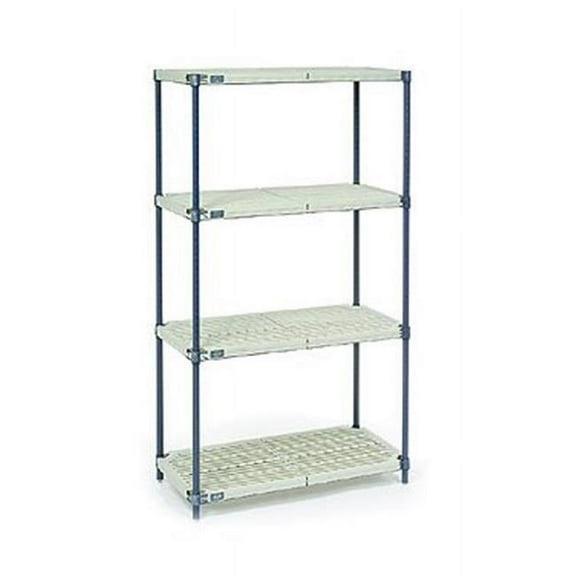 Nexel Industries  Nexelite Plastic Mat Starter Shelf Unit - Black - 18 x 42 x 63 in.