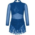 thumbnail image 1 of Kaerm Robe de Danse Jazz Latine pour Filles, Découpe à Sequins, Justaucorps à Franges, Bleu Marine 8, 1 of 5