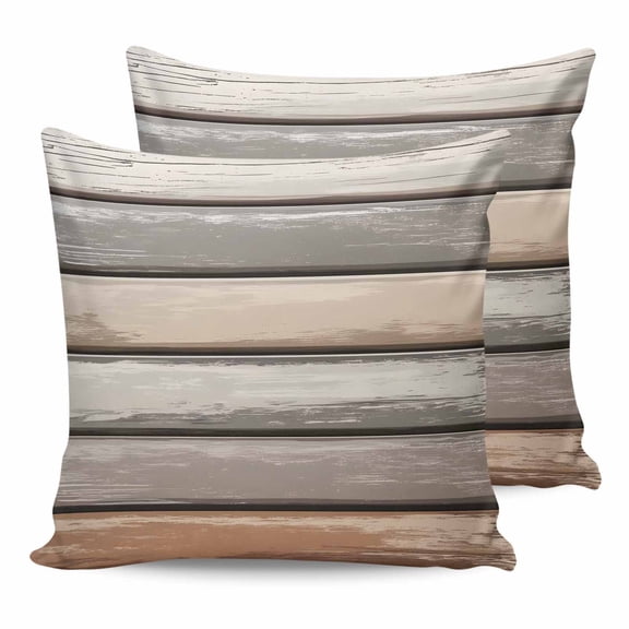 14x14 Pillow Covers Set of 2, Brown Beige Stripes Throw Pillow Covers Decorative Couch Cushion Case, Geometric Painting Neutral Textured Microfiber Square Pillowcases for Bedroom Car Living Room