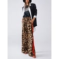 thumbnail image 3 of Women Drawstring Elastic Waist Wide Leg Pants, Leopard Print Color Block Flowy Trousers for Spring Daily Wear, 3 of 5