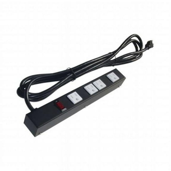 e-dustry EPS-10412 12 in. 4 Outlet Metal Power Strip- 1 ft. - White