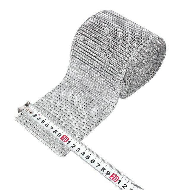 Noref Ruban de Chaîne en Maille, Chaîne en Maille, 10 Yards Ruban en Maille Plastique Argenté avec Strass Rouleau Ornement de Mariage Scintillant 24 Rangées