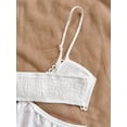 thumbnail image 6 of White Womens Hollowed Waist V-Neck Strappy Mini Sundress With Scallop Trim, 6 of 6