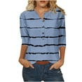 thumbnail image 2 of Wiyuqeen Striped Printed Summer Blouses for Women Half Button-down Loose Fit Tops Soft Trendy V Neck Short Sleeve Tees, 2 of 5
