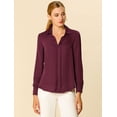 thumbnail image 3 of Camisa de trabajo Unique Bargains Vino rojo L para mujer, 3 of 6