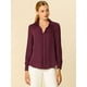 thumbnail image 3 of Camisa de trabajo Unique Bargains Vino rojo L para mujer, 3 of 6