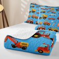 thumbnail image 4 of Castle Fairy Cartoon Construction Truck Twin Quilt Set,Cute Excavator Vehicle Twin Coverlet Set for Bedroom,Bright Blue, 4 of 7