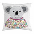 thumbnail image 1 of Koala Throw Pillow Cushion Cover, Hipster Koala with Colorful Polygonal Shirt with Angular Triangles Australian Animal, Decorative Square Accent Pillow Case, 20 X 20 Inches, Multicolor, by Ambesonne, 1 of 2