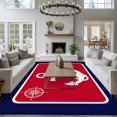 thumbnail image 4 of Anchor Washable Living Room Rugs 5'x7', Compass Nautical Navy Blue Red Low Pile Throw Large Area Rugs Non-Slip Sturdy Edge Binding Carpet for Dining Room Bedside Kitchen, 4 of 9