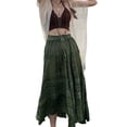 thumbnail image 3 of Women Fairy Midi Skirt Boho A Line Long Patchwork Skirt Bodycon Vintage Elastic High Waist Skirt Grunge Streetwear, 3 of 10