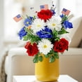 thumbnail image 4 of White Roses Artificial Flowers, Faux White Flowers, Flowers Artificial, Artificial Flower Bouquet, Red White and Blue decorations, Patriotic decor, Memorial Day decorations,, 4 of 6
