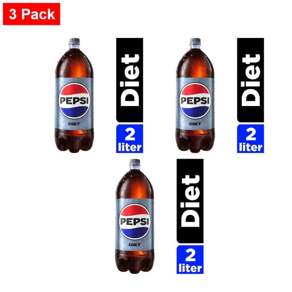 Diet Pepsi Cola Soda Bottle 2 liter - 3 Pack