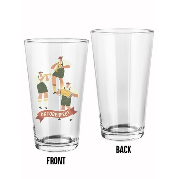 Smartprints Oktoberfest Bavarian Musicians Pint Glass -Image by Shutterstock, 16 oz Transparent Glass