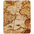 thumbnail image 2 of SKYSONIC Velvet Plush Throw Thermal Blanket - 4x5FT - Compass On Old Map Printed for Couch Bed Sofa Car, 2 of 5